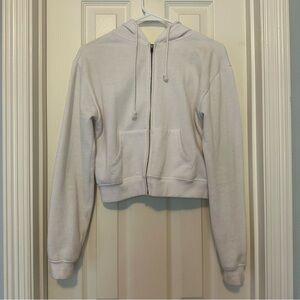 Full Tilt Cream Cropped Zip-Up Hoodie